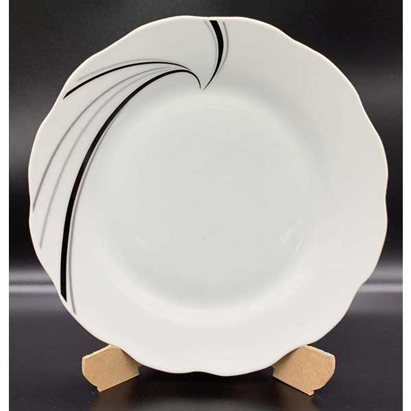 Porcelana plato plano y semihondo blanco con diseño