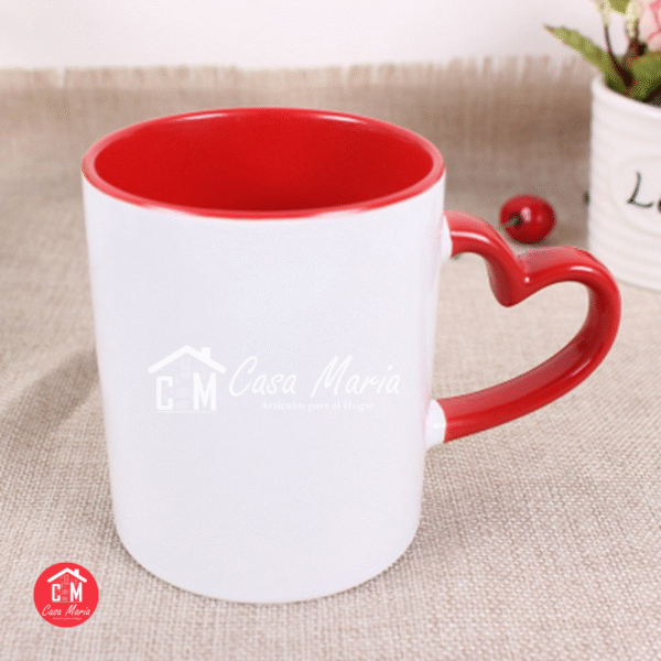 TAZA BLANCA CON INTERIOR ROJO CORAZON 48U/B