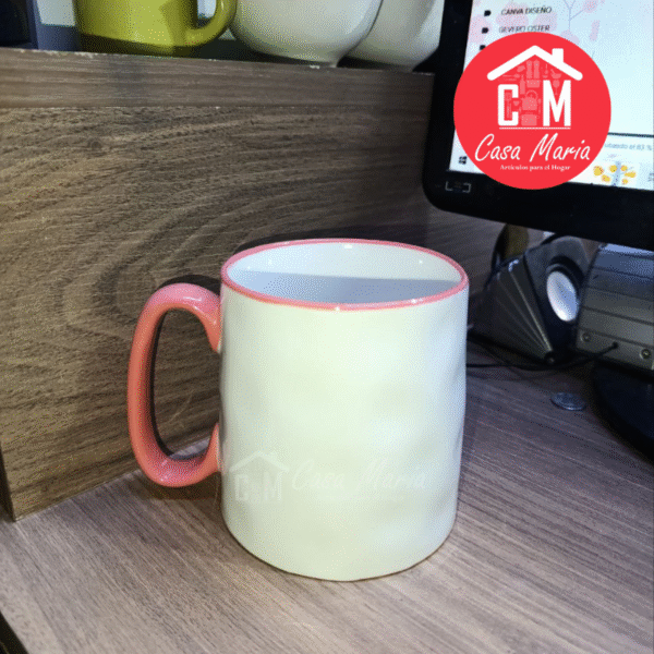 TAZA GRANDE COLOR ENTER 48U/B BLANCO MANGO DE COLOR