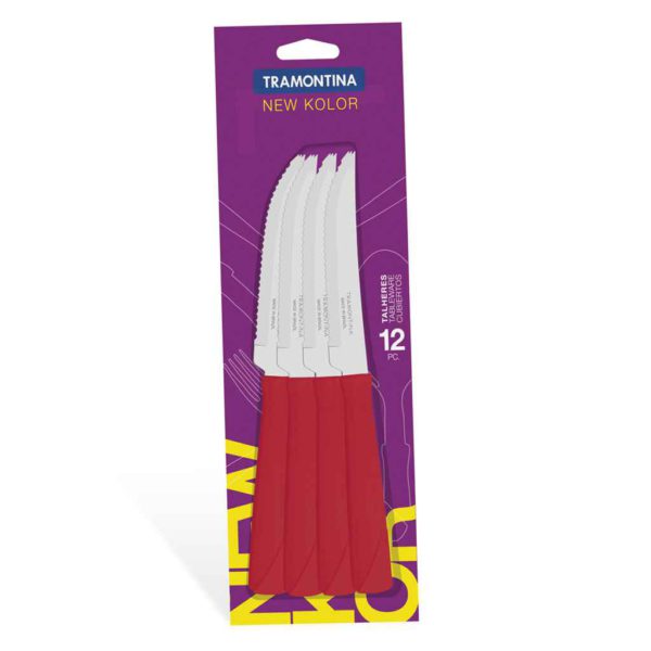 JUEGO TENEDORES MESA 12PZAS NEW KOLOR ROJO TRAMONTINA