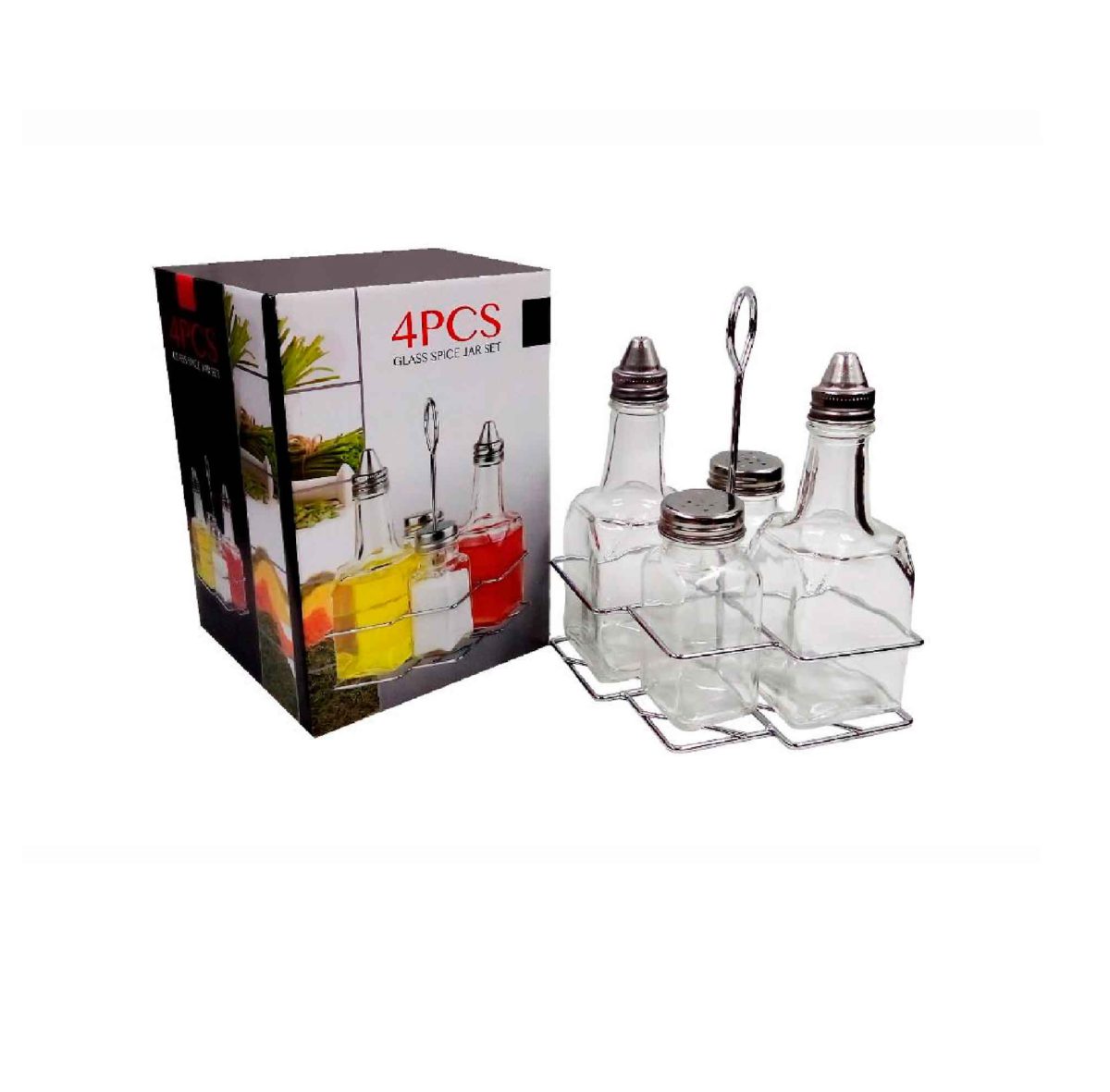ALCUZA TAPA ROSCA GLASS SPICE RACK 5PZA - Imagen 1