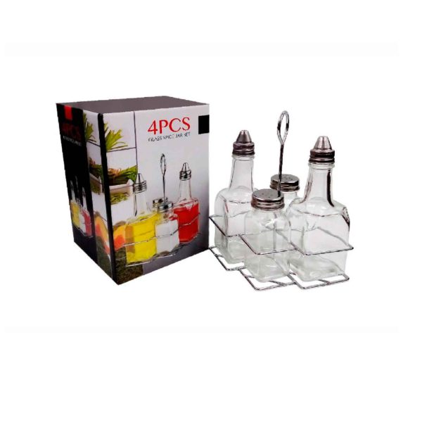 ALCUZA TAPA ROSA GLASS SPICE RACK 5PZA