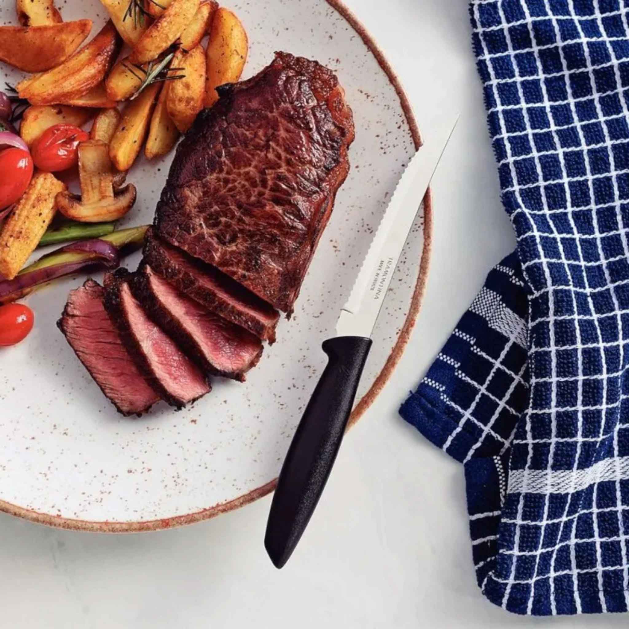 CUCHILLO-NEGRO-PLENUS CUCHILLO PARA ASADO/FRUTAS 5 PLENUS NEGRO TRAMONTINA - Imagen 1