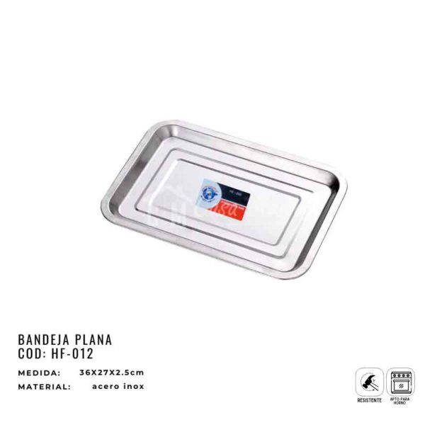 BANDEJA PLANA DE ACERO #12 36X27X2.5CM IRACUAS