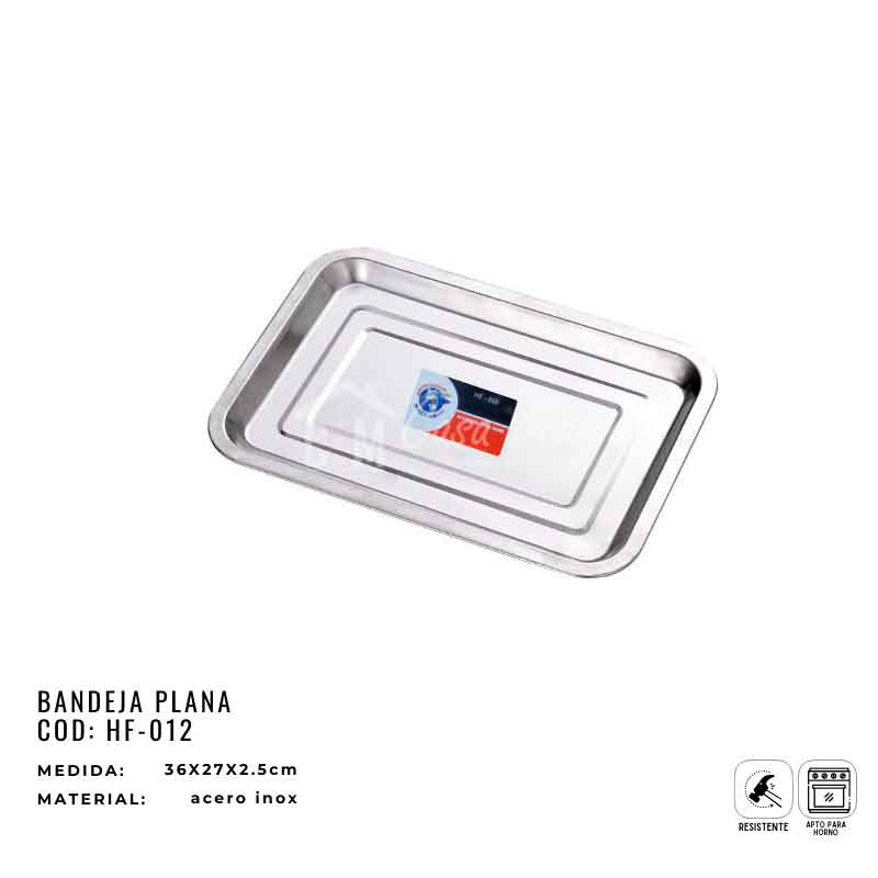 15 BANDEJA PLANA DE ACERO #12 36X27X2.5CM IRACUAS - Imagen 1