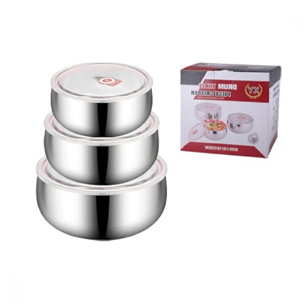 JUEGO DE TAPPER 3 PZA ACERO MODELO BOLITA TAPA PLASTICA