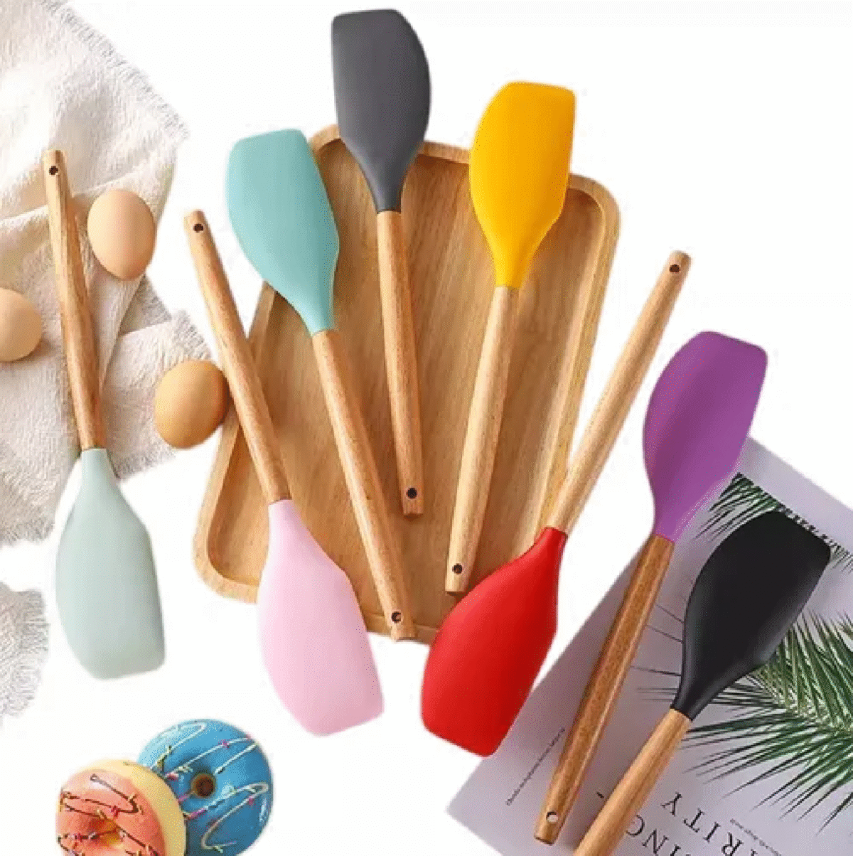 ESPATULA PASTELERA SILICONA MANGO MADERA - Imagen 1