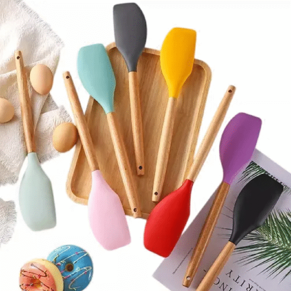 ESPATULA PASTELERA SILICONA MANGO MADERA