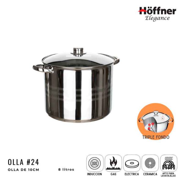 OLLA DE ACERO INOX HOFFNER 8L