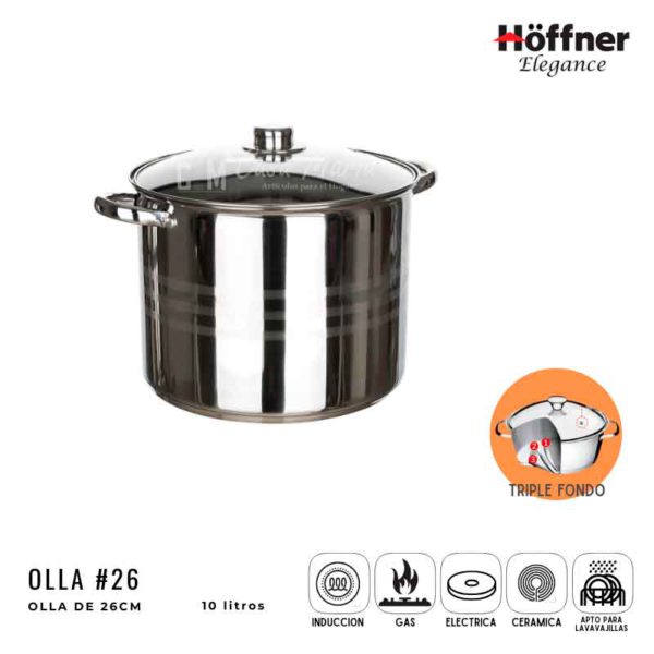 OLLA DE ACERO INOX HOFFNER 10L