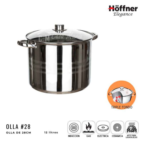 OLLA DE ACERO INOX HOFFNER 12L