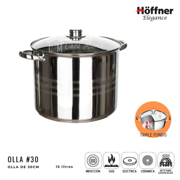 OLLA DE ACERO INOX HOFFNER 15L